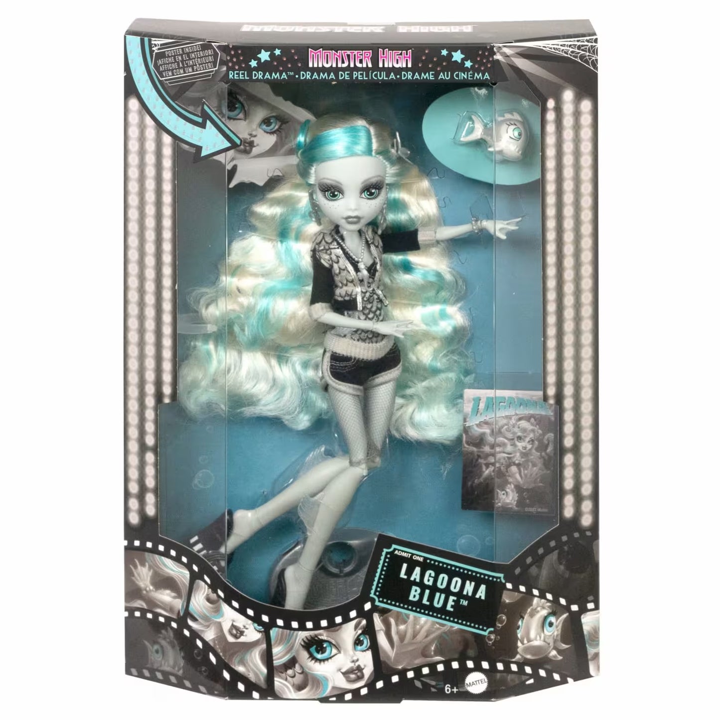 Monster High Reel Drama Doll-Lagoona Blue in Black And White