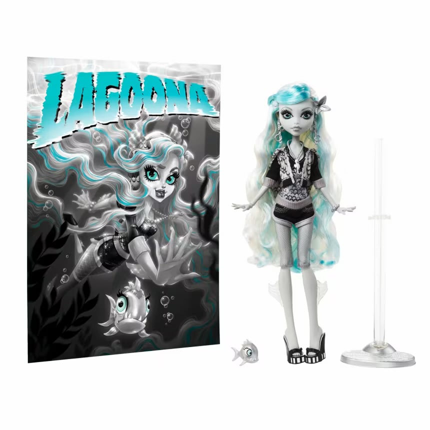Monster High Reel Drama Doll-Lagoona Blue in Black And White